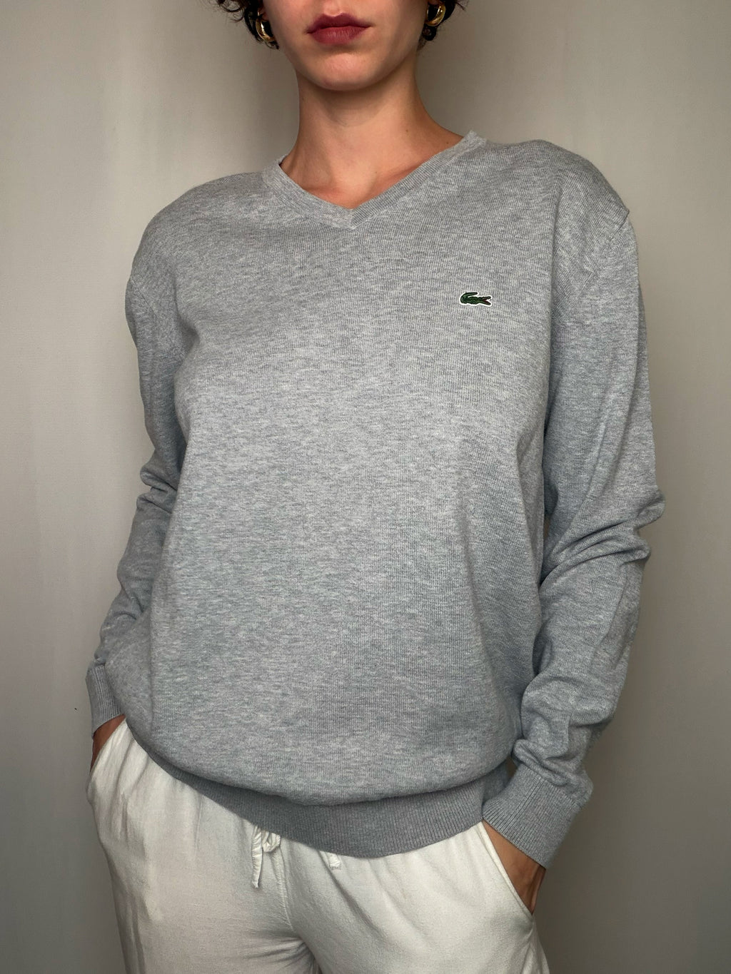 Pull Gris Lacoste L vintage
