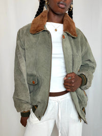 Vest en daim Kaki M/L vintage