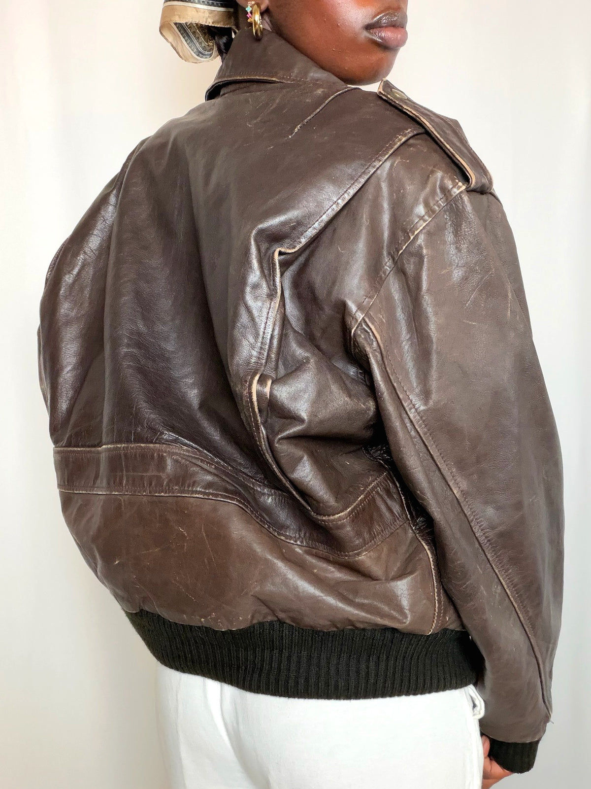 Veste en cuir brune M/L vintage