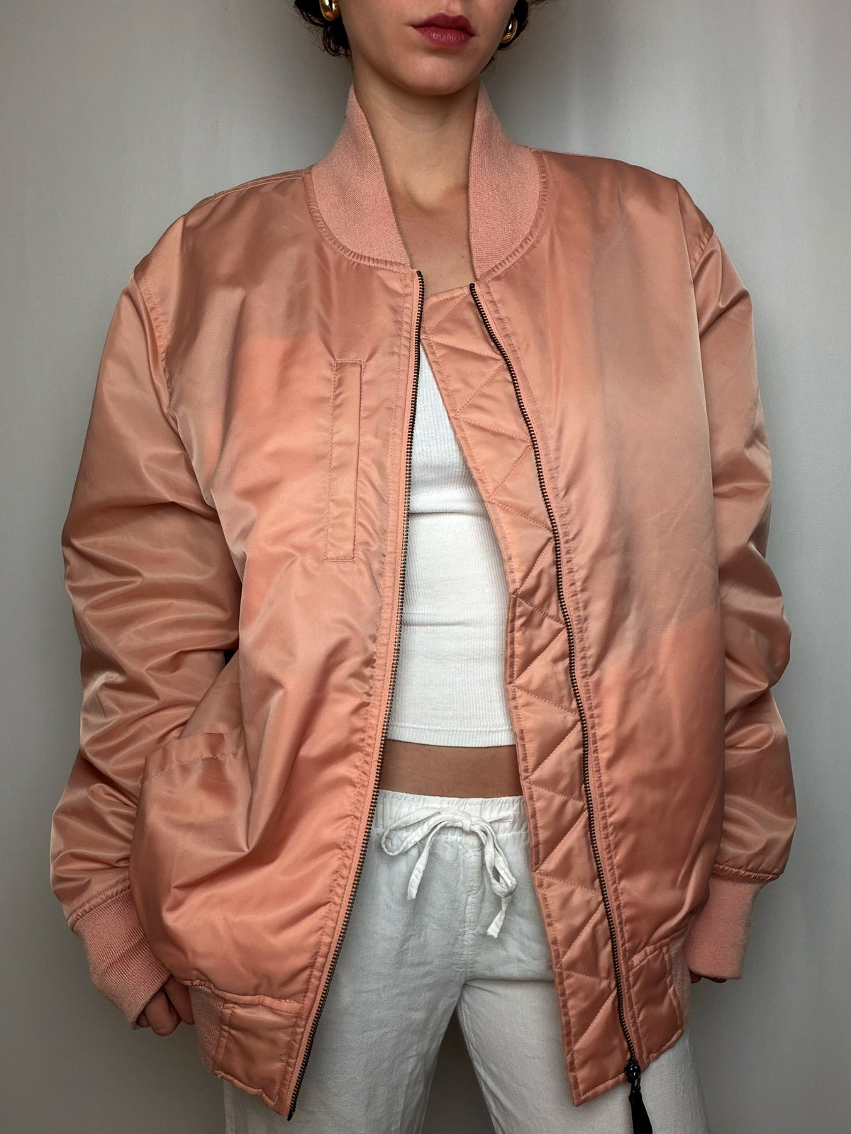 Bomber Rose Poudré Stüssy XL vintage