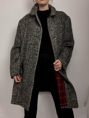 Manteau vintage en laine gris/noir L/XL