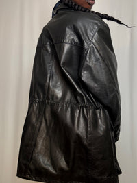 Veste en cuir noire XL vintage
