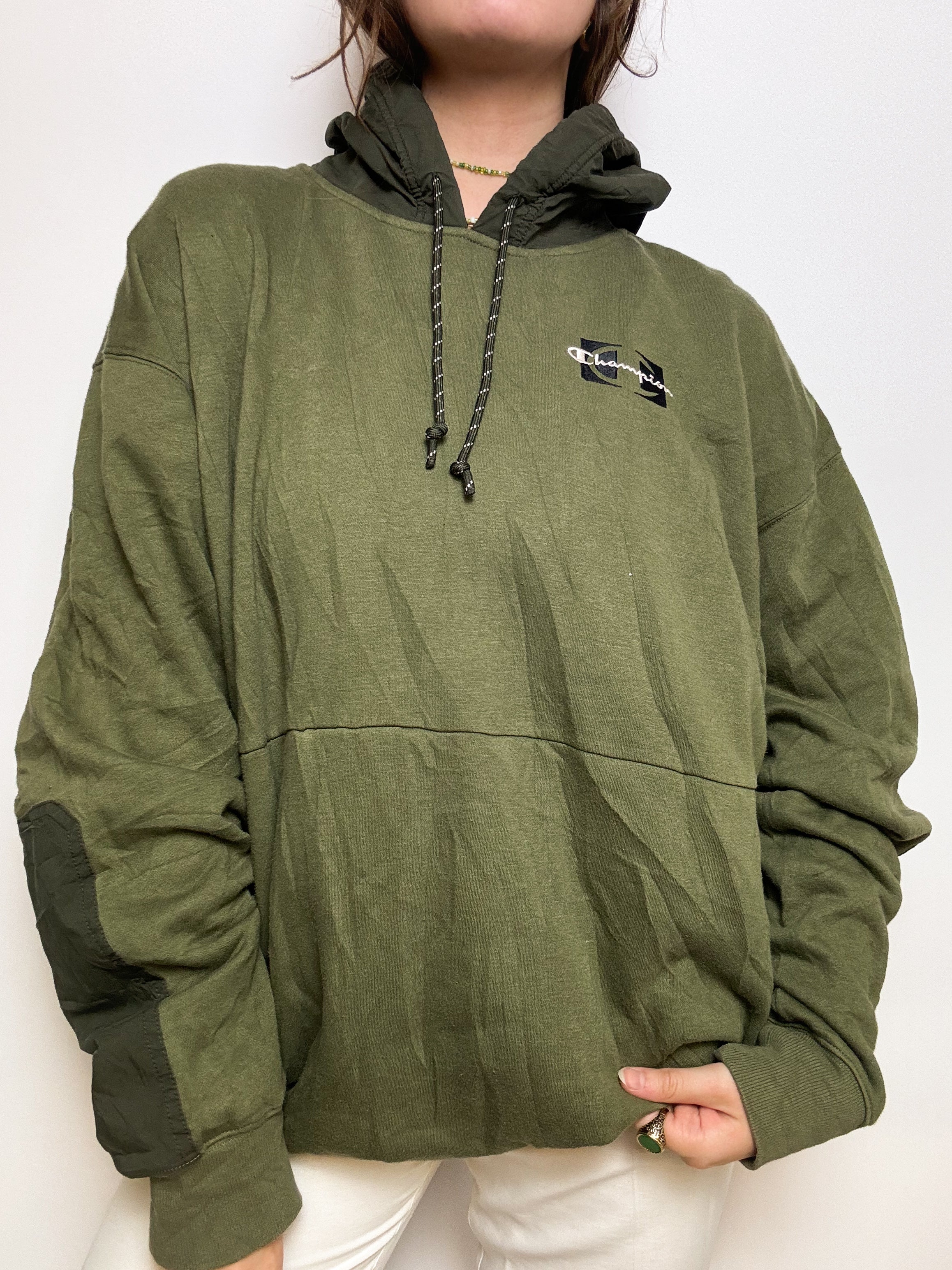 Champion Vintage Khaki Hooded Sweater L/XL