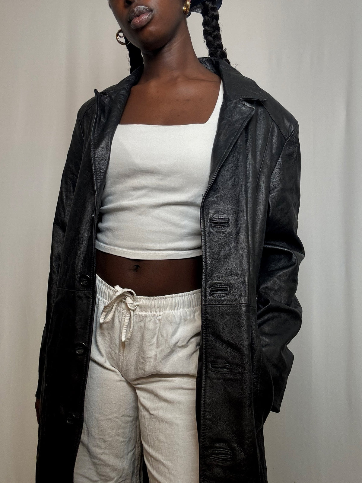 Trench en cuir Noir M vintage