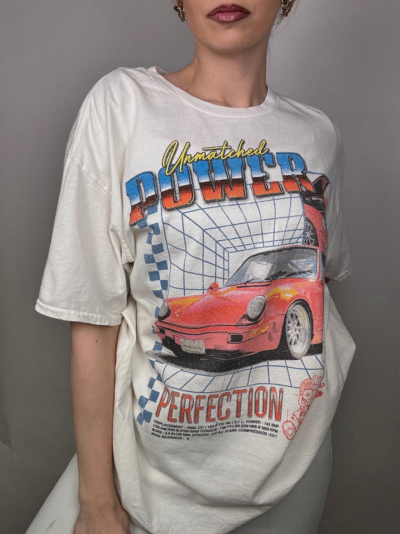 Tee shirt racing blanc L vintage