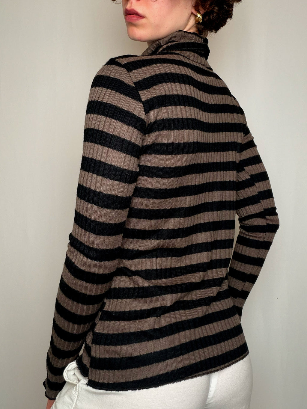 Pull col roulé rayé M/L vintage