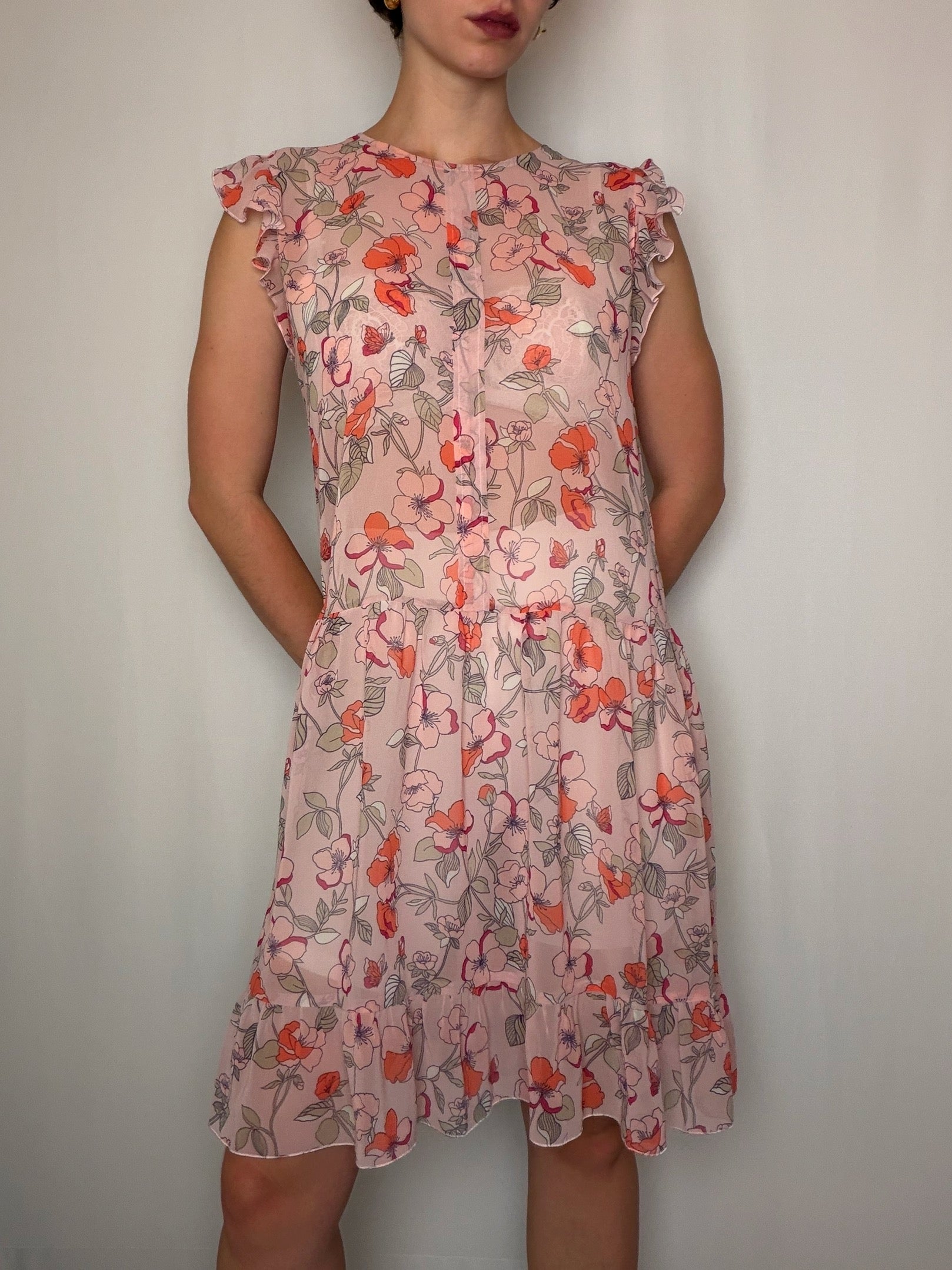 Robe Transparente imprinée Benetton S/M vintage