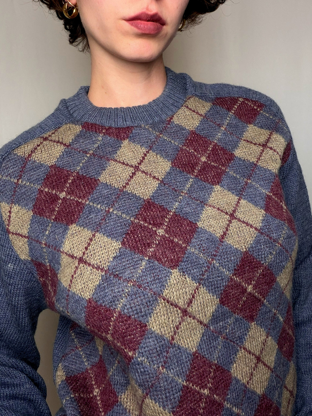 Pull à motifs argyle vintage