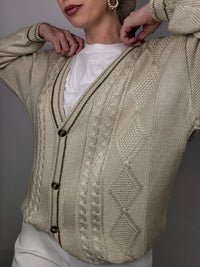 Polline cream-white button cardigan