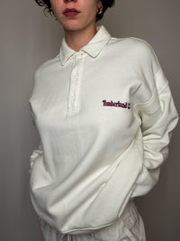 Sweat col polo blanc Timberland L vintage