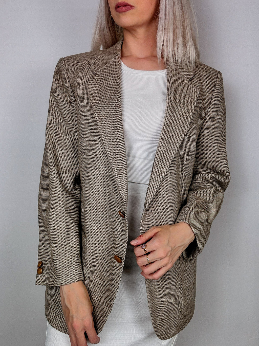 Beige vintage oversized blazer jacket