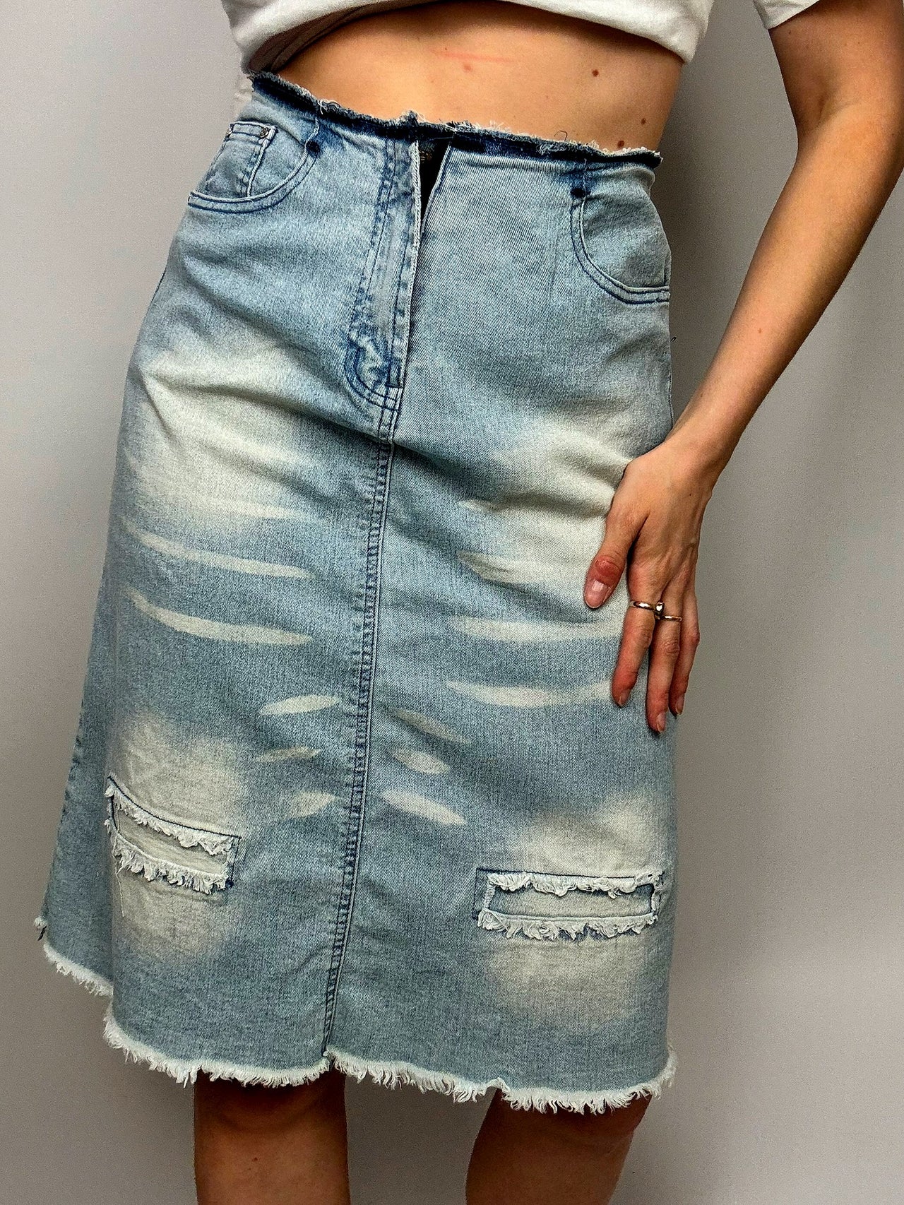 Midi-Vintage-Jeansrock