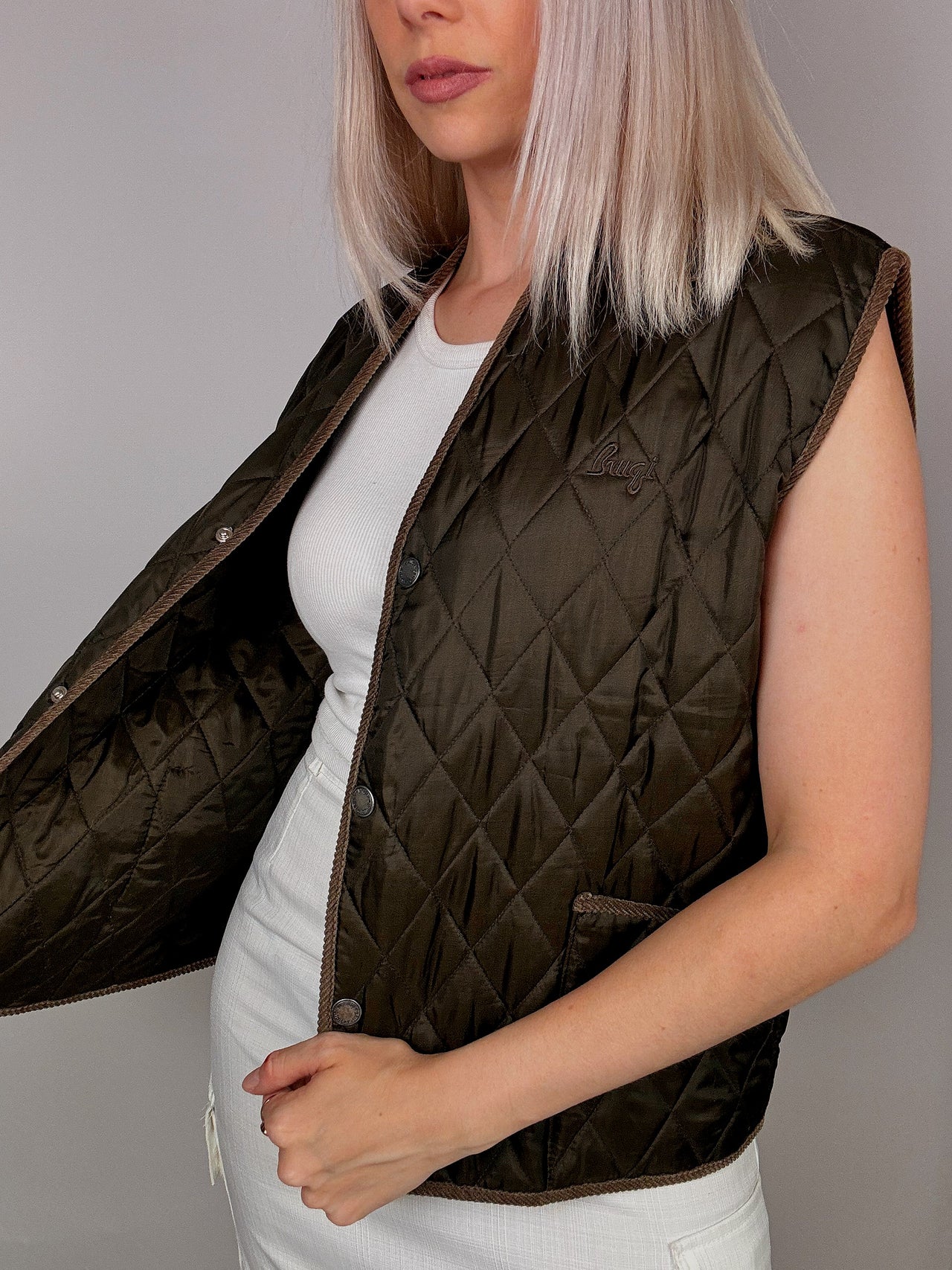 Vintage quilted vest Khaki