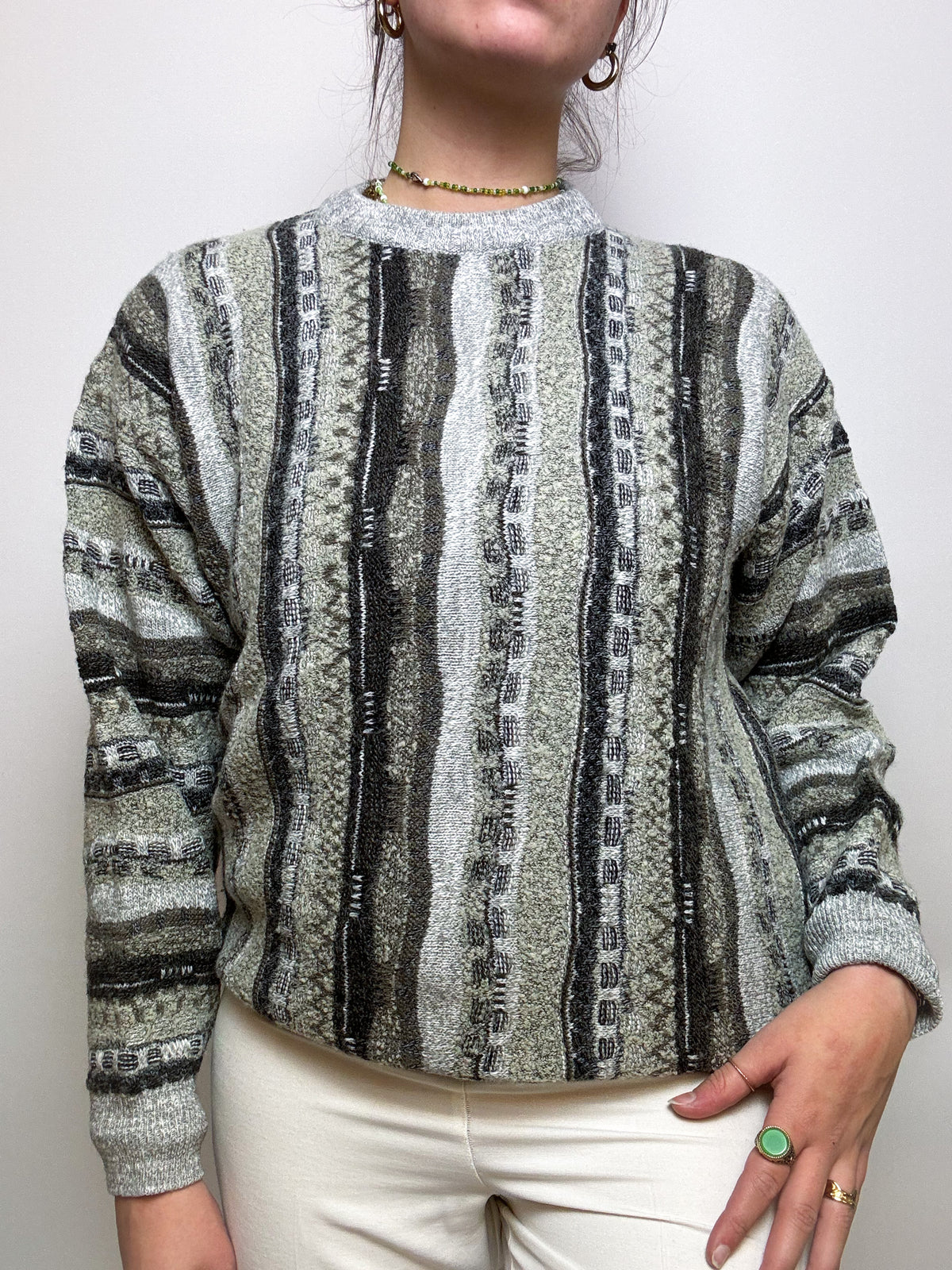Vintage green knit sweater M/L