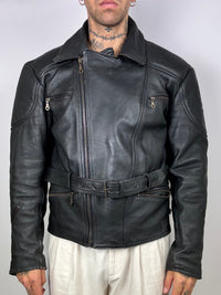Vintage-Gürtel aus schwarzem Leder Perfecto
