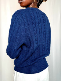 Pull tressé marine Ralph Lauren S vintage
