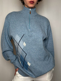 Pull camioneur bleu ciel vintage