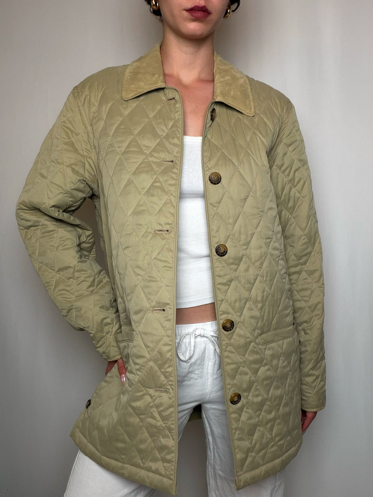Matelassée en velours beige M vintage