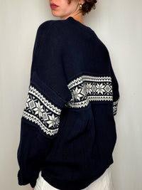 Pull marine à motifs ecrus Esprit XL vintage