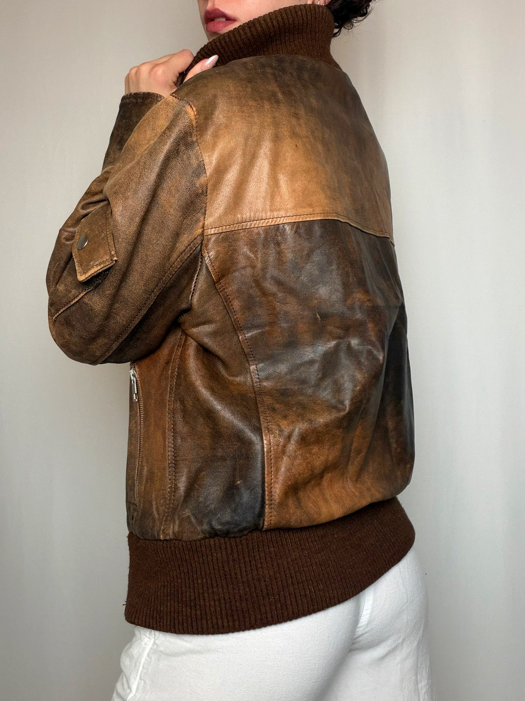 Jacket Marron Patiné L vintage