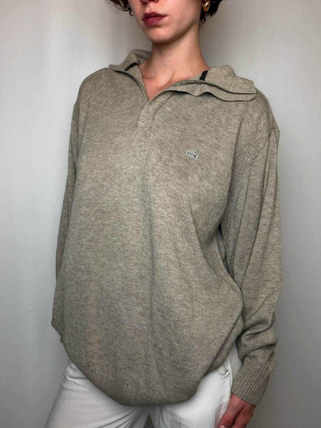 Pull camioneur beige Lacoste XL vintage