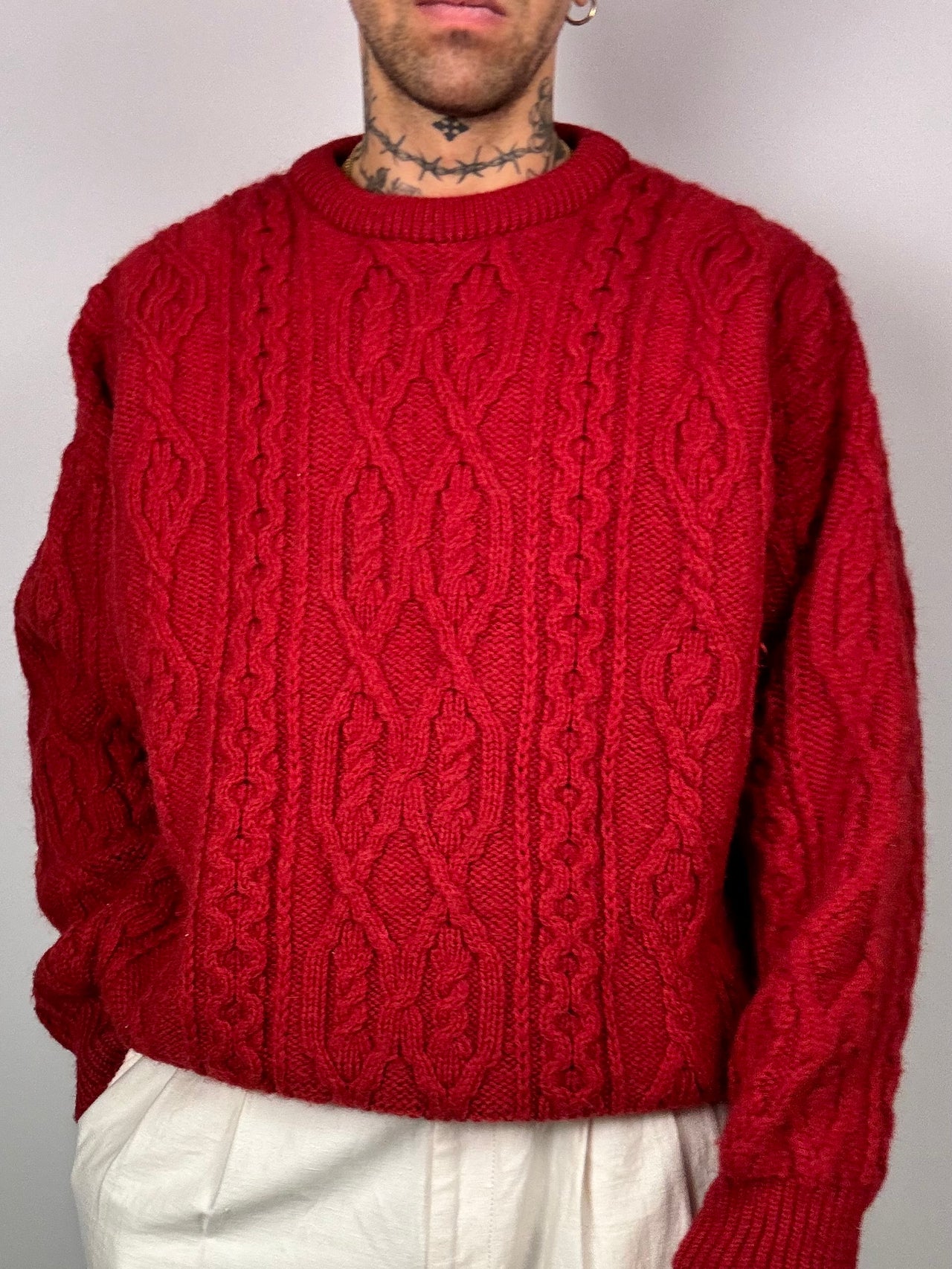 Pull en maille rouge