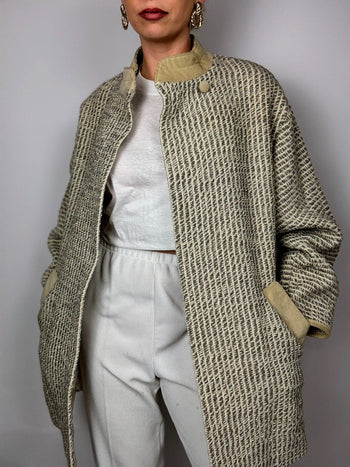 Trench en tweed vintage gris/ beige