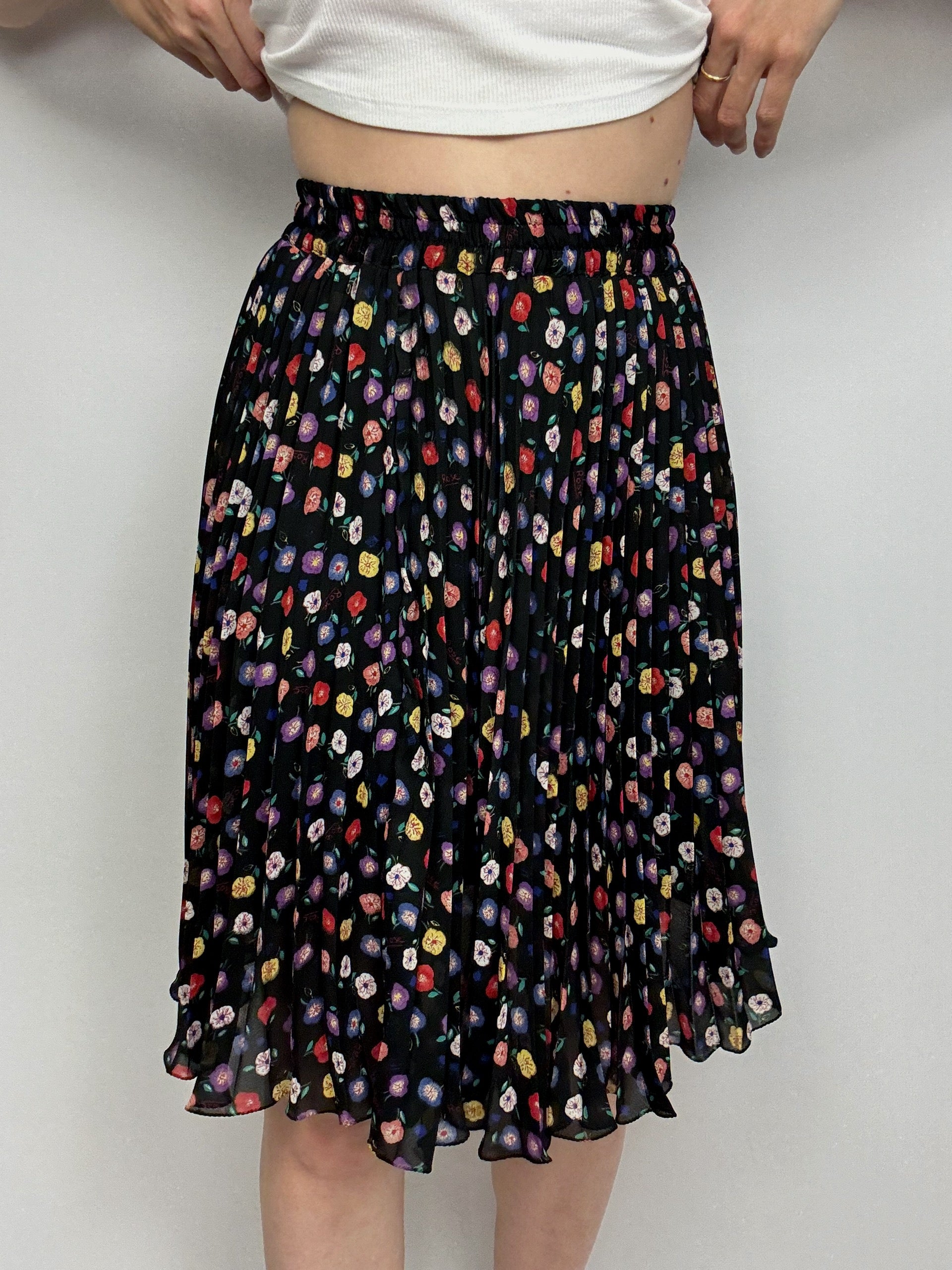 Jupe fleurie vintage noire et violette