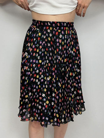 Vintage black and purple floral skirt 