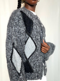 Cardigan tricoté gris M/L vintage