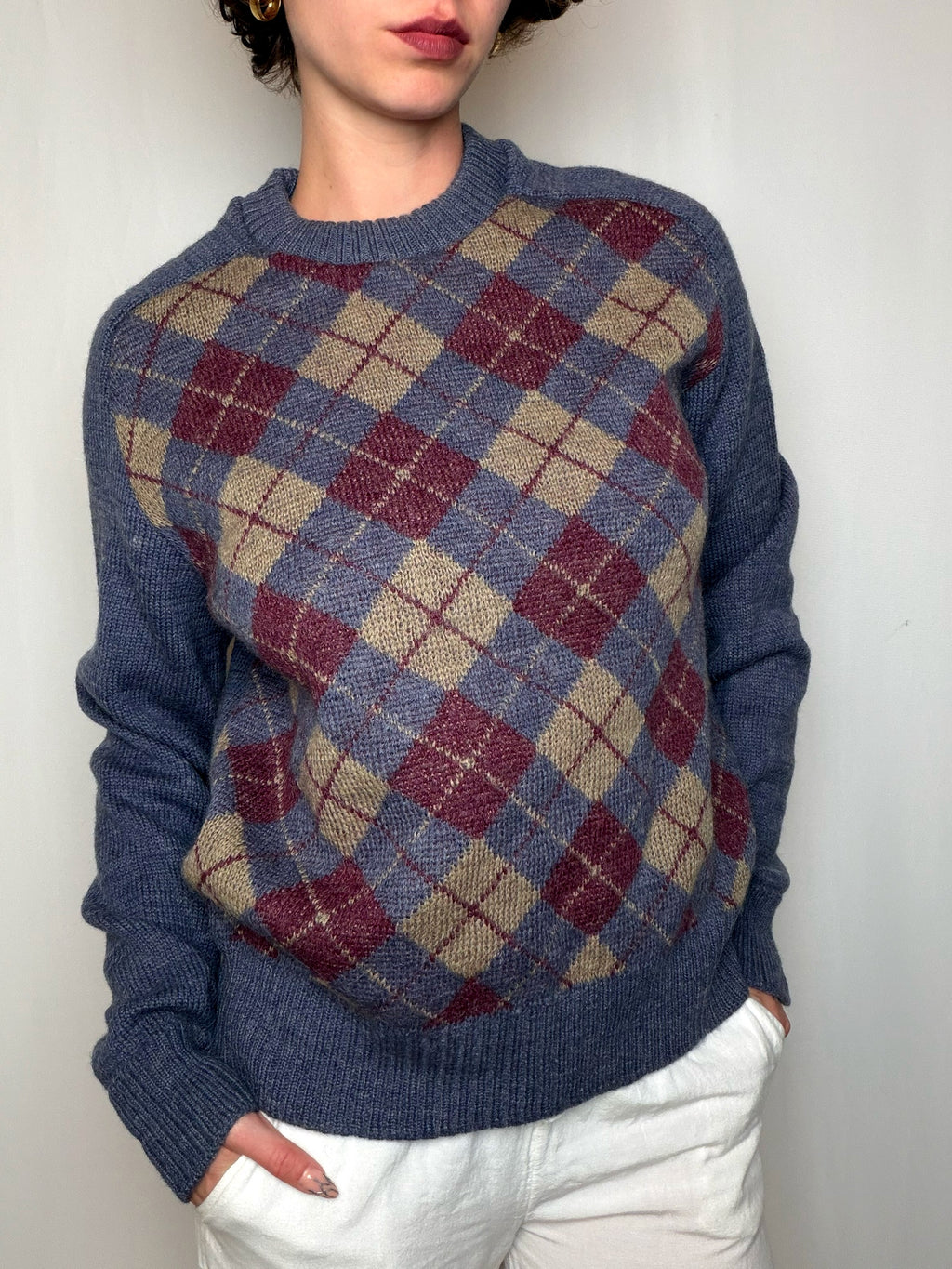 Pull à motifs argyle vintage