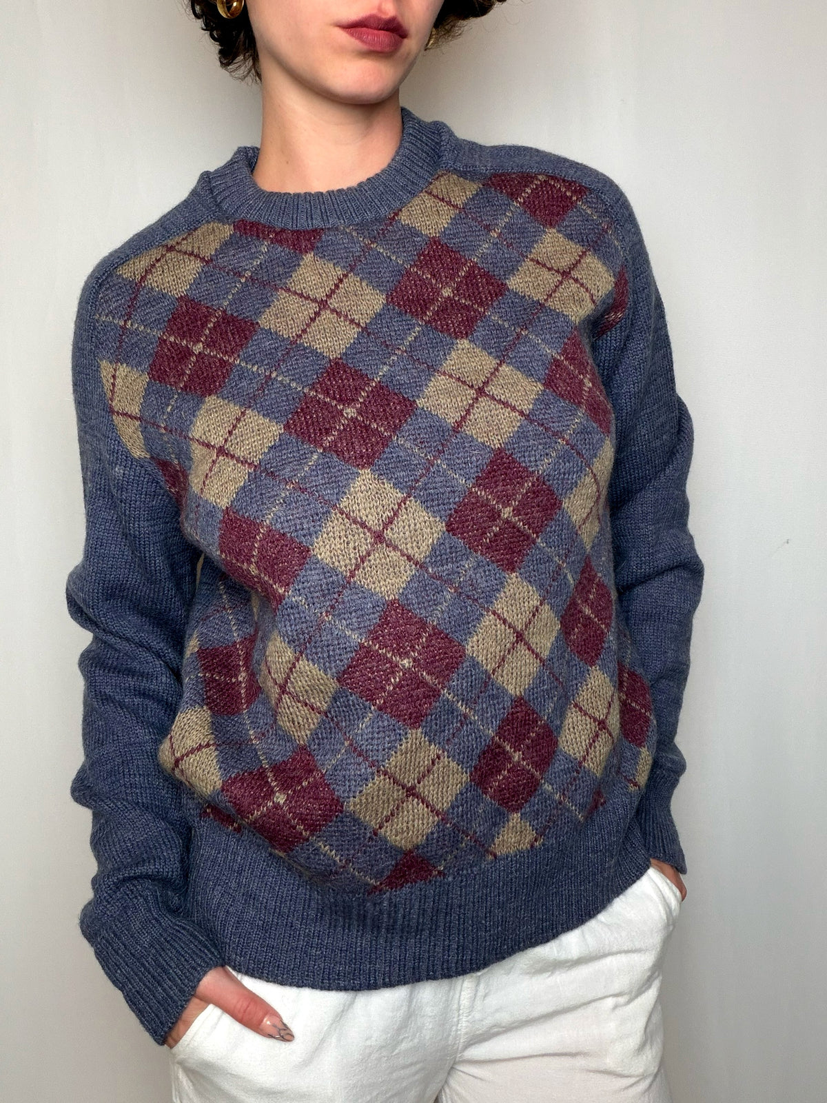 Pull à motifs argyle vintage