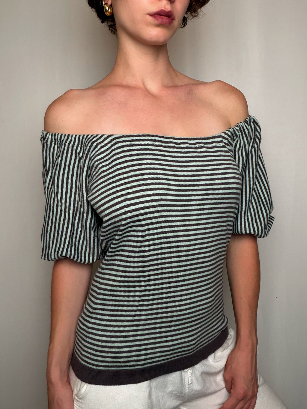 Pull avec ouverture dos Rayé M vintage