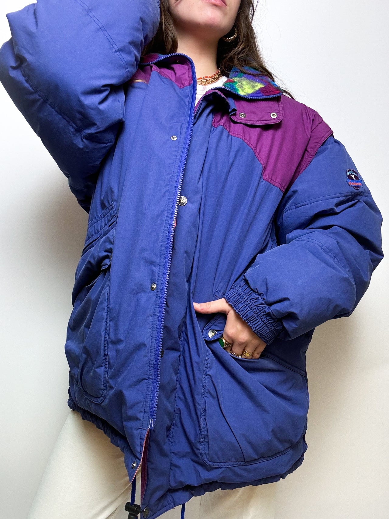 Vintage purple and pink down jacket L/XL 