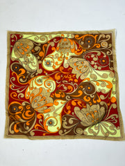 Vintage roter, oranger und brauner quadratischer Schal 