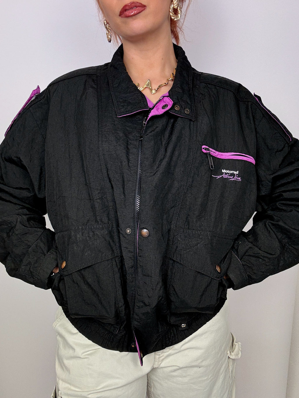 BMW Nylon Jacket Black/Purple Vintage L