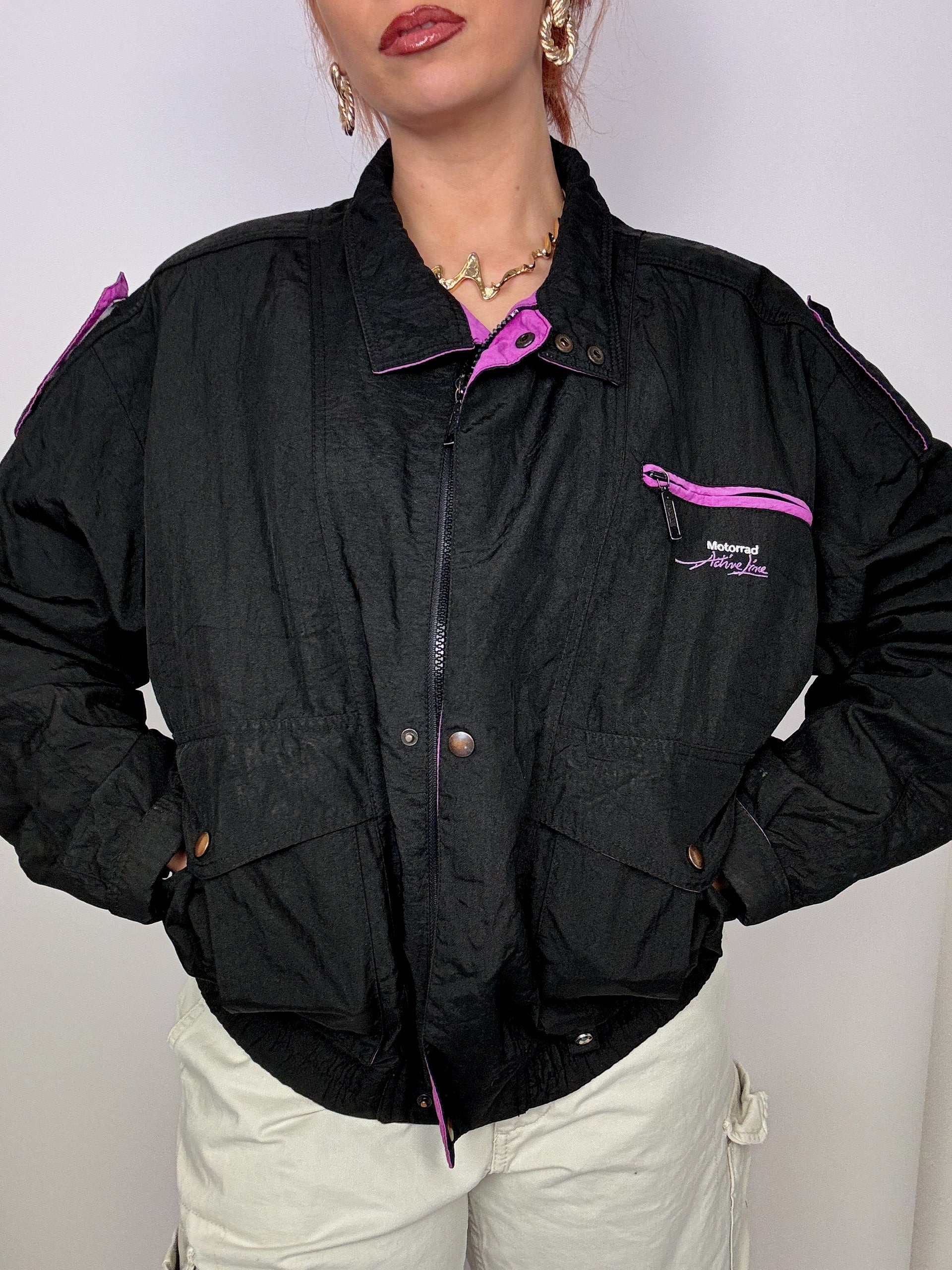 BMW Nylon Jacket Black/Purple Vintage L