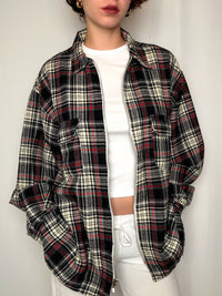 Chemise en flannelle à zip à carreaux L/XL vintage