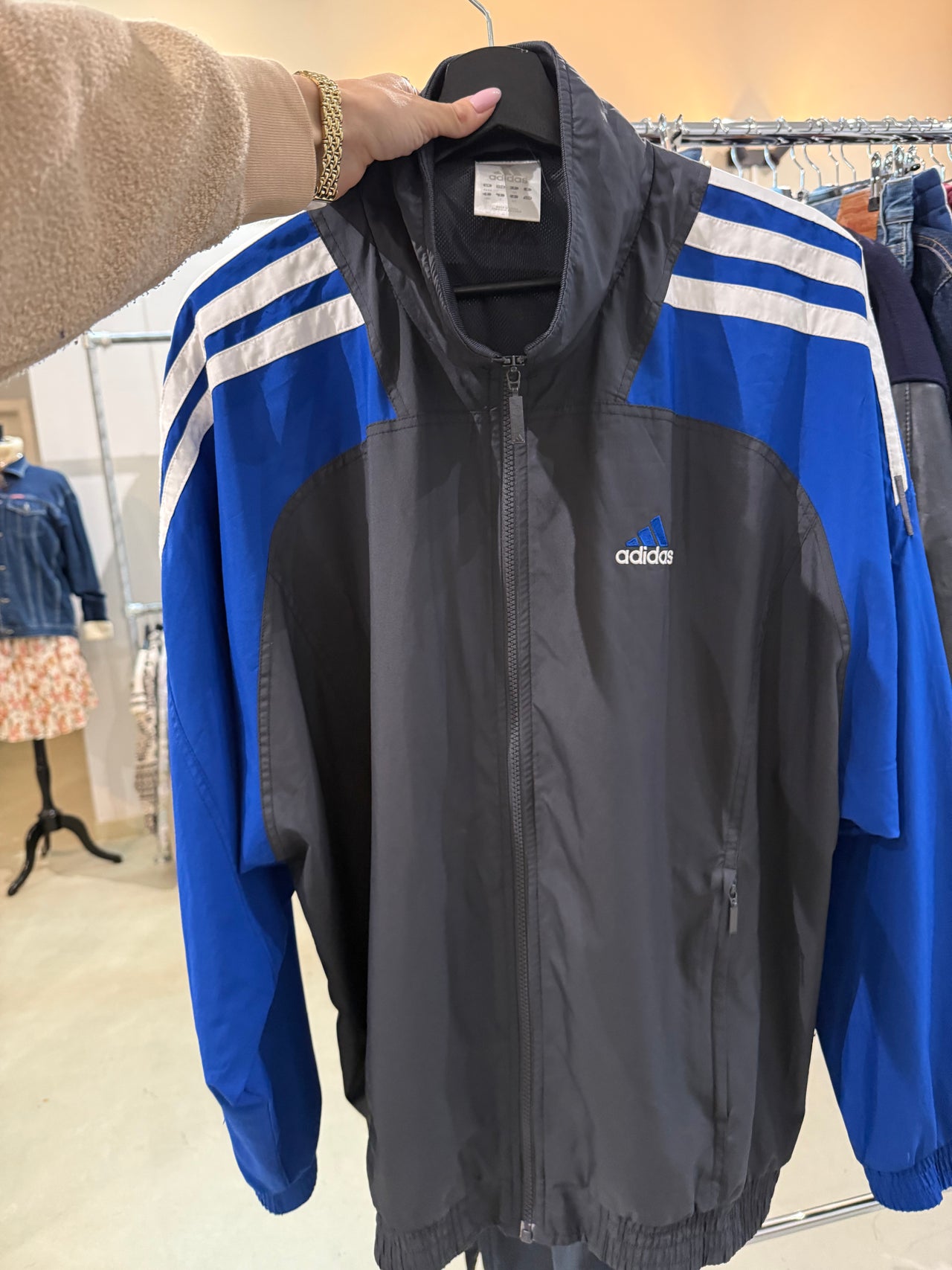 Jacket de sport bleue et noire ADIDAS L/XL