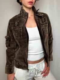 veste brune en velour potelée M vintage