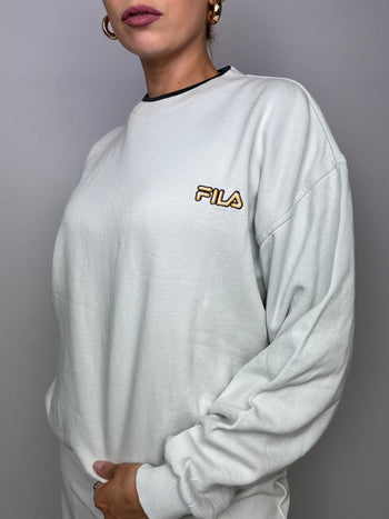 Pull vintage américain blanc cassé Fila