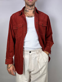 Vintage brick red ribbed knit shirt