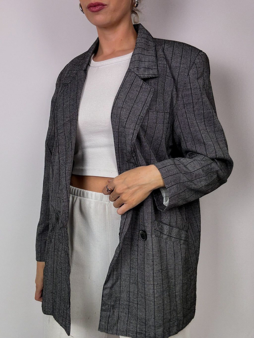 Vintage gray plaid blazer