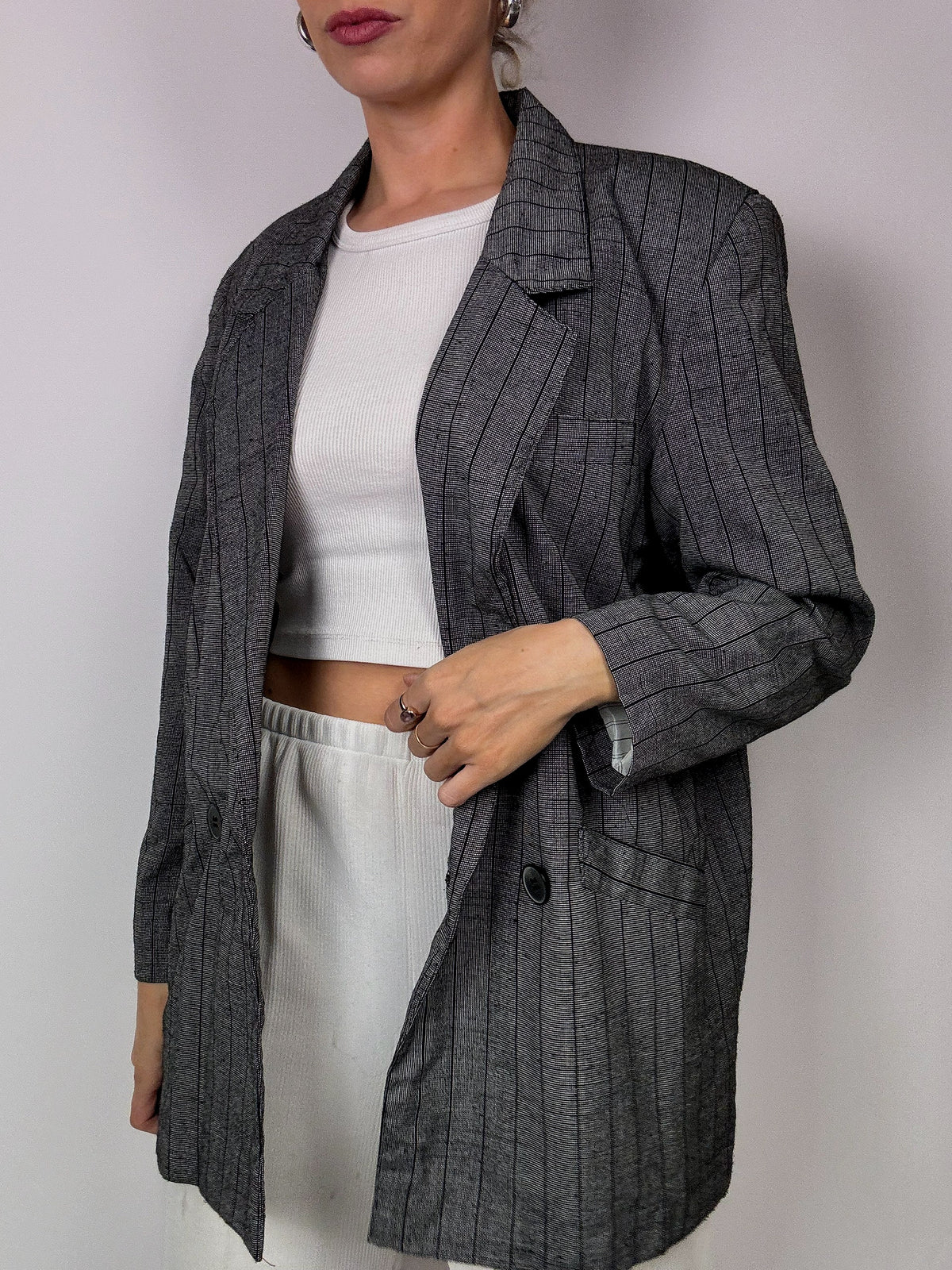 Vintage gray plaid blazer