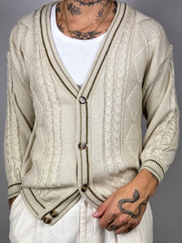 Polline cream-white button cardigan