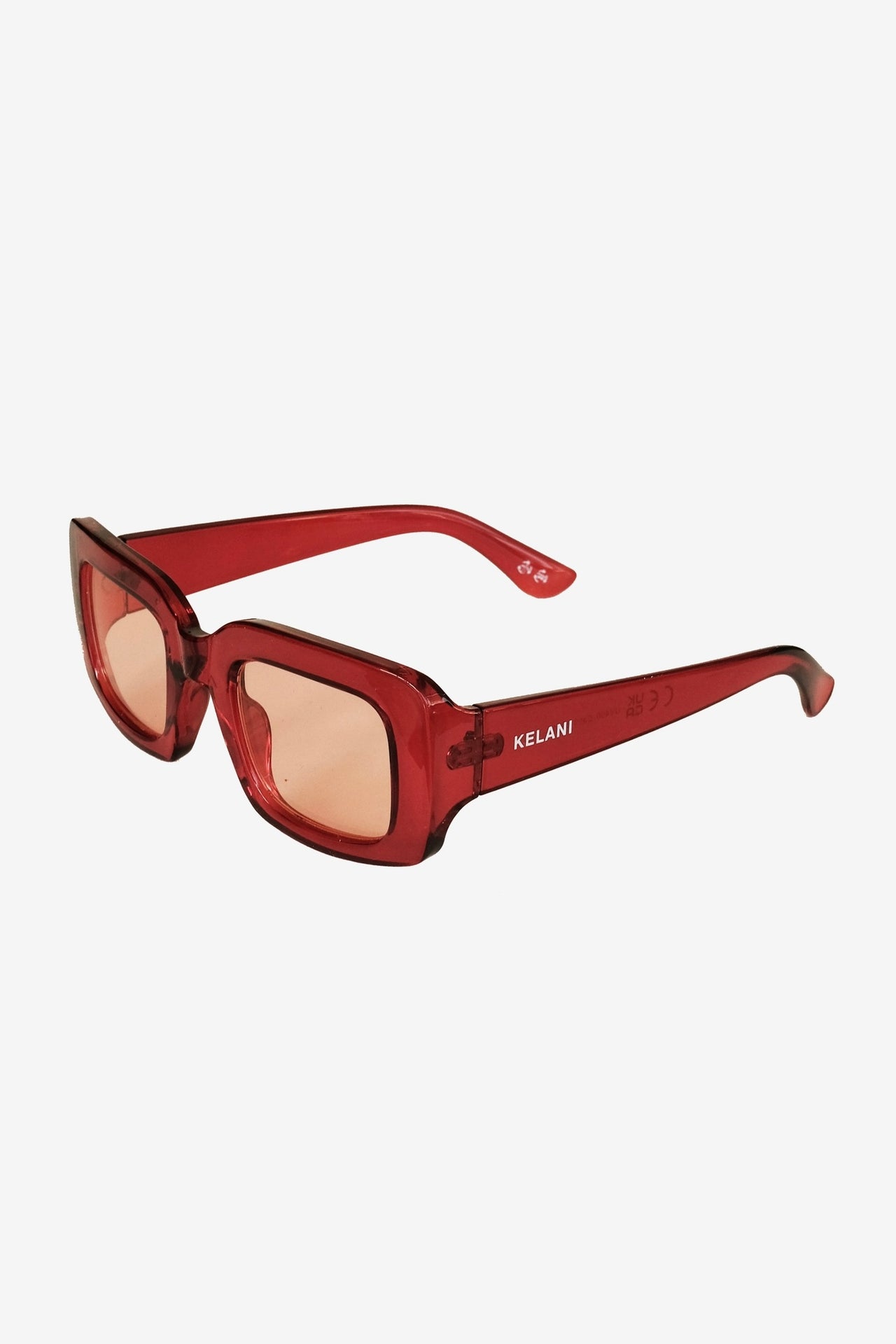 Rote rechteckige recycelte Vintage-Brille 