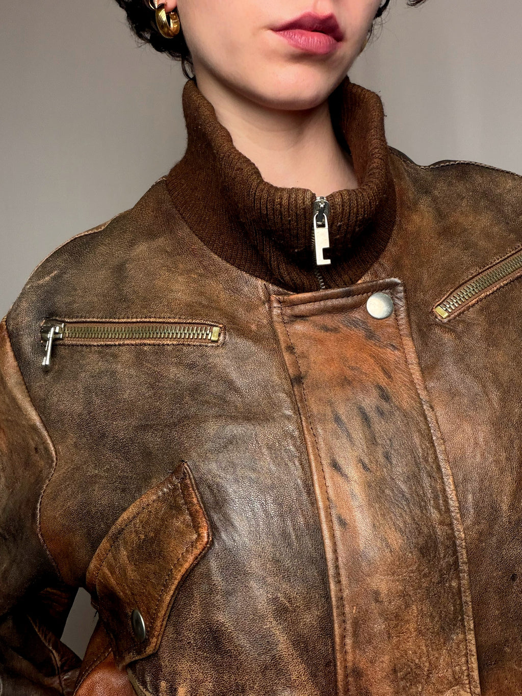 Jacket Marron Patiné L vintage