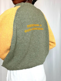 Pull moutarde et kaki vintage