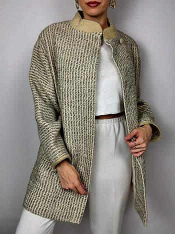 Trench en tweed vintage gris/ beige