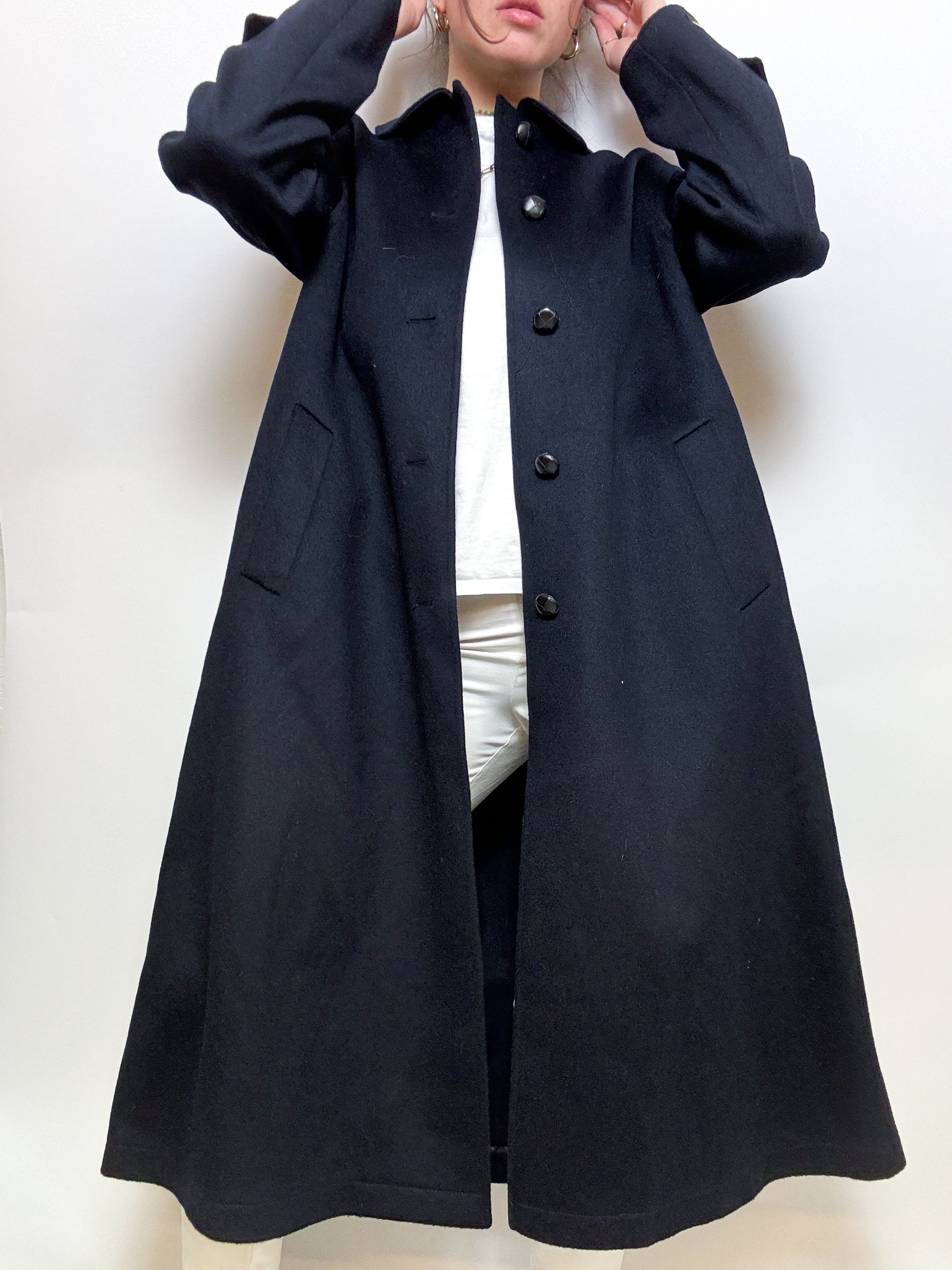Vintage dunkelblauer Wollmantel M/L 